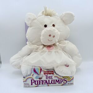 Vintage Fisher Price Puffalumps White Cow Pink Hearts Lace Dress 2006 Brand New